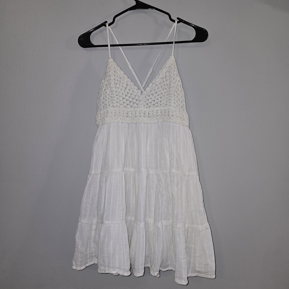 aerie White Cotton Tiered Mini Dress - Picture 3 of 8
